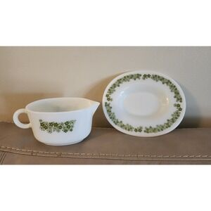 Crazy Daisy Pyrex Corelle Spring Blossom Gravy Boat & Under Plate Set 77B 77U